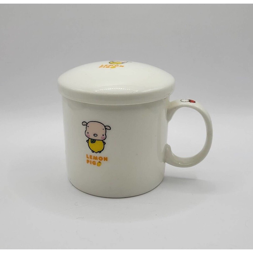 Mr K & Co Strawberry Rabbit Lemon Pig Ball Tomato Characters Lidded Ceramic Mug
